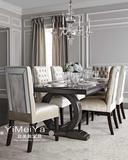 美式实木餐桌深色欧式长方形餐桌椅子组合奢华餐厅家具办公会议桌