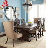 美式橡木长方形餐桌椅组合办公会议桌6/8多人欧式实木橡木饭桌