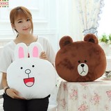 韩国LINE FRIENDS布朗熊抱枕靠垫可妮兔公仔坐垫情人节生日礼物女