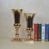 现代欧式创意花瓶摆件台面插花器金属花瓶婚庆主桌道具金色花瓶