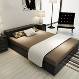 床 简约榻榻米床 日式板式床1.5米1.8米实木双人床简约现代