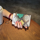 2016新款韩版真皮小钱包女短款蛇纹拉链零钱包超薄钥匙卡包硬币包