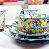 波西米亚创意碗碟盘陶瓷器餐具套装礼盒家用欧式西餐牛排盘子杯子