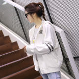 韩版秋季女款连帽拉链卫衣宽松学生长袖带帽短款bf学院风开衫外套