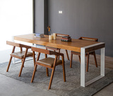 美式loft北欧咖啡厅餐桌椅 实木家具原木复古铁艺餐桌书桌会议桌