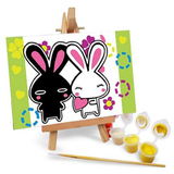 自油自画diy数字油画diy填色画儿童卡通动漫迷你创意装饰画黑白兔