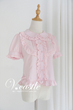 【Vcastle】原创设计 lolita小木马蕾丝娃娃领短袖衬衫