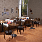 新品简约咖啡厅布艺沙发茶餐厅甜品店奶茶店西餐餐桌实木圆椅组合