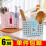创意厨房用品筷笼餐具收纳盒 加厚塑料镂空三格沥水筷子架筷笼子