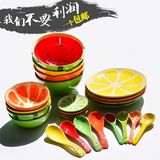 全国包邮 可爱水果碗西瓜碗米饭碗带勺子盘子日式创意陶瓷器餐具