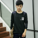 秋季新款男装卫衣男圆领套头衣衫青少年学生潮流韩版修身印花T恤