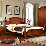 欧式美式单双人1.8米婚床大小户型雕花复古简约现代深色实木家具
