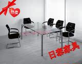 南京办公家具厂家直销玻璃会议桌钢化玻璃桌定制员工洽谈桌钢架桌