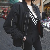 2016年秋季新款韩版黑色宽松大版休闲薄棒球服短夹克外套上衣女装