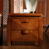 实木橡木床头柜双抽床边柜简约现代中式整装收纳柜卧室储物柜包邮