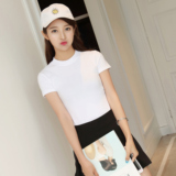 新款夏季韩版纯棉女短袖百搭显瘦短款打底衫t恤韩国学生修身上衣