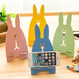 学生宿舍神器 韩版创意手机座可爱兔子木质懒人手机支架手机托架