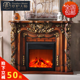 欧式壁炉装饰柜 实木仿真火壁炉电视柜 美式白色1.5米1.8装饰壁炉