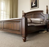 美式乡村全实木床1.5米、1.8米胡桃色橡木双人床5尺6尺实木床