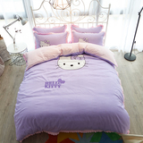 纯棉床罩床裙式四件套韩式儿童全棉kt猫卡通被套1.8/1.5m床上用品