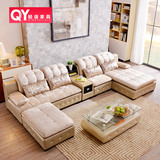 布艺沙发 简约客厅大小户型可拆洗定制欧式皮布沙发组合U型 特价
