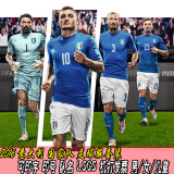 2016欧洲杯意大利队蓝色短袖足球队服球衣皮尔洛有男女儿童款套装