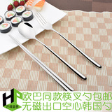 不锈钢实心扁筷子勺子便携餐具盒旅行学生筷勺套装韩国式长柄勺