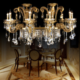 博弈欧式客厅吊灯古铜色长方形餐厅水晶蜡烛灯锌合金仿铜水晶吊灯