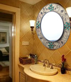 镜子欧式现代简约美式铁艺镶钻圆形镜子玄关浴室卧室装饰镜壁挂镜