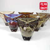家居陶瓷摆件客厅磁州窑花釉动物瓷塑猫头鹰七八十年代复古工艺品