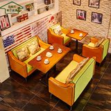 北欧布艺咖啡厅沙发西餐厅卡座奶茶店咖啡厅桌椅卡座双人沙发组合