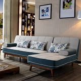 北欧布艺沙发床组合 实木沙发床可折叠可拆洗三人小户型客厅沙发