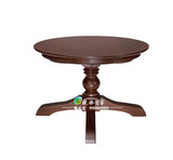 美式实木圆形餐桌 客厅可拉伸饭桌 现代风格咖啡色圆餐桌可定制