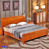 特价实木床现代简约中式1.8米橡木床单双人1.5木质木头床经济床