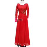 特价新娘结婚中式长款裙正品红言1338长袖礼服红色蕾丝婚礼敬酒服