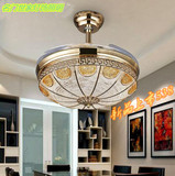 格声水晶隐形吊扇灯 欧式客厅电扇灯 餐厅卧室现代风扇吊灯