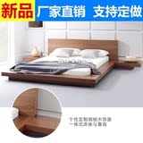 宜家韩式日式榻榻米床卧室1.5米1.8米双人床软靠背床简约实木床