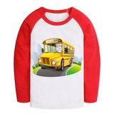 儿童男童女童小孩长袖T恤bus校车童装公交车汽车衣服纯棉打底衫潮