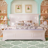 新款 美式乡村全实木床地中海卧室家具双人床1.51.8米白色公主床