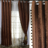 欧式美式加厚纯色雪尼尔窗帘定制成品客厅中式古典绣花窗纱
