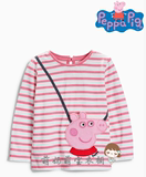 现货！英国正品NEXT代购 女宝女童粉色条纹佩佩猪长袖T恤
