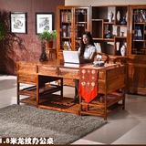 实木办公桌 中式明清家具 榆木大班台雕花电脑桌写字台书桌1.8米