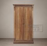 美式乡村复古实木衣柜 法式欧式仿古做旧实木2门衣柜 可定制家具