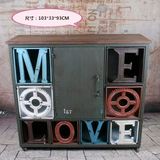工业风 欧美复古风格LOVE ME 字母创意储物柜 镂空铁艺个性柜子