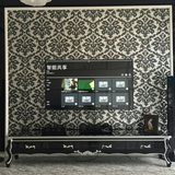 新古典电视 欧式地柜 客厅象牙白影视柜 后现代实木黑色视听柜