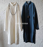 原创设计韩版简约素色宽松大码长款文艺加厚高端定制女式棉麻衬衣
