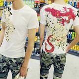 夏季个性创意男士T恤3Dt恤圆领短袖3D体恤衫立体动物图案学生韩潮