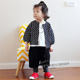 1-4岁男女童韩国外套小童宝宝黑白波点夹克衫外套婴儿休闲开衫潮