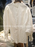韩国代购2016秋装甜美宫廷风夸张灯笼袖长袖圆领衬衫白衬衣女装