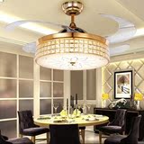 餐厅吊扇灯 客厅水晶吸顶灯现代简约卧室小风扇吊灯时尚LED电扇灯